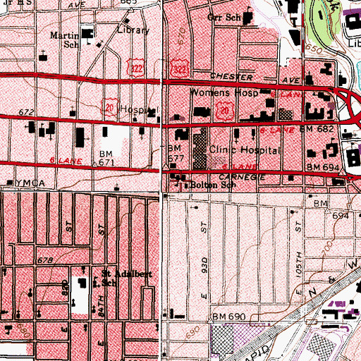 Topographic Map of Bolton Elementary School, OH