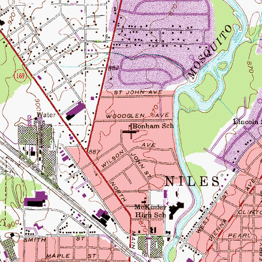Topographic Map of Bonham Elementary School, OH