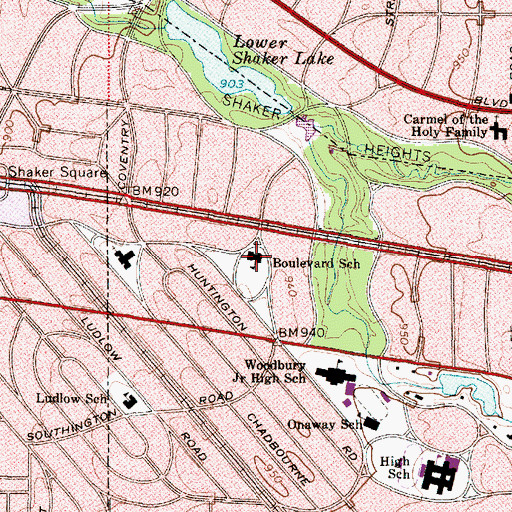 Topographic Map of Boulevard Elementary School, OH