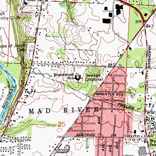 Topographic Map of Brantwood Elementary School, OH