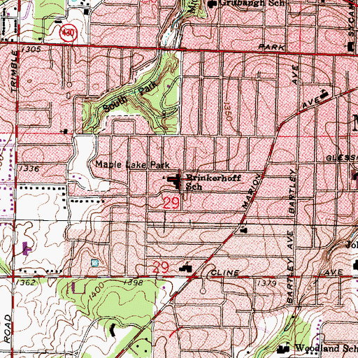 Topographic Map of Brinkerhoff Elementary School, OH