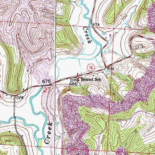 Topographic Map of Bristol Elementary School, OH