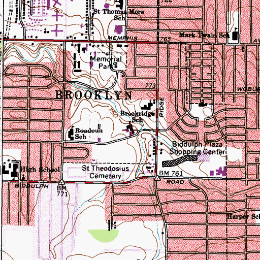 Topographic Map of Brookridge Elementary School, OH
