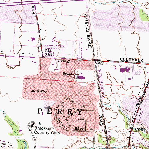 Topographic Map of Brookside Elementary School, OH