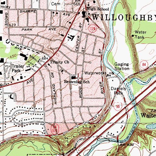 Topographic Map of Browning Elementary School, OH
