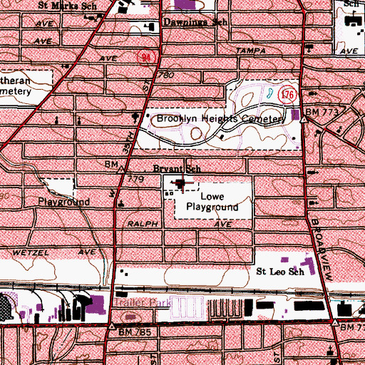 Topographic Map of William C Bryant Elementary School, OH