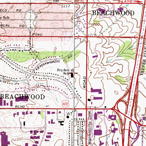Topographic Map of Bryden Elementary School, OH