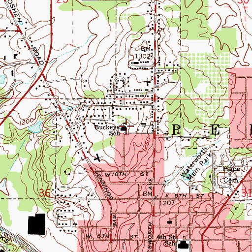 Topographic Map of Buckeye Elementary School, OH