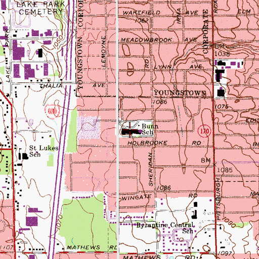 Topographic Map of Bunn Elementary School, OH