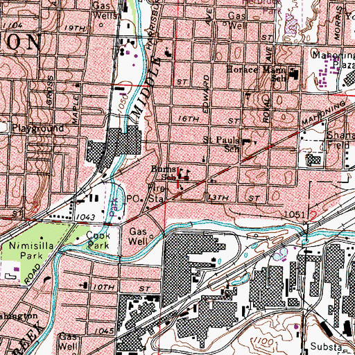 Topographic Map of Burns Elementary School, OH