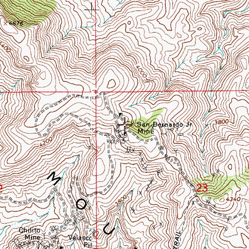 Topographic Map of San Bernardo Junior Mine, AZ