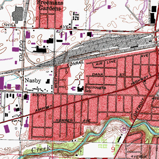 Topographic Map of Burroughs Elementary School, OH