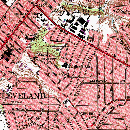 Topographic Map of Caledonia Elementary School, OH