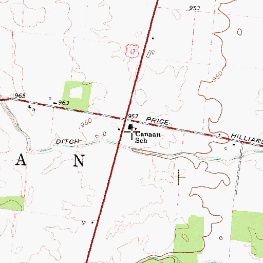Topographic Map of Canaan Elementary School, OH