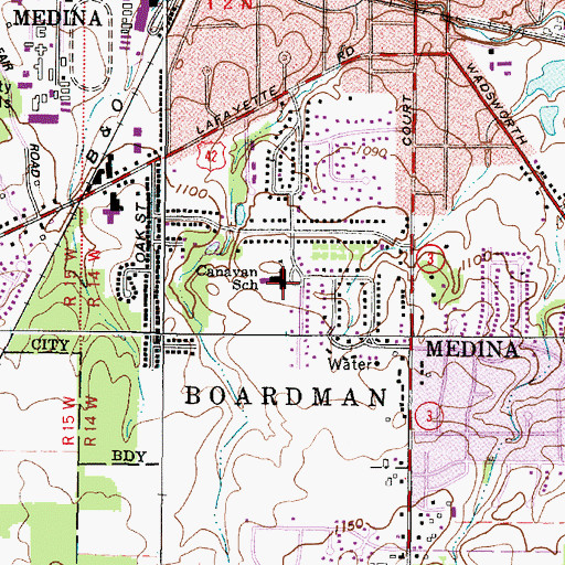 Topographic Map of Ella Canavan Elementary School, OH