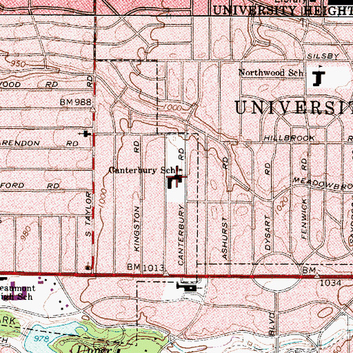 Topographic Map of Canterbury Elementary School, OH