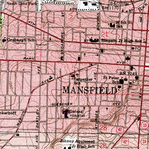 Topographic Map of Carpenter Elementary School, OH
