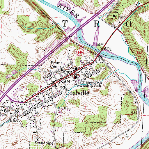 Topographic Map of Carthage-Troy High School, OH