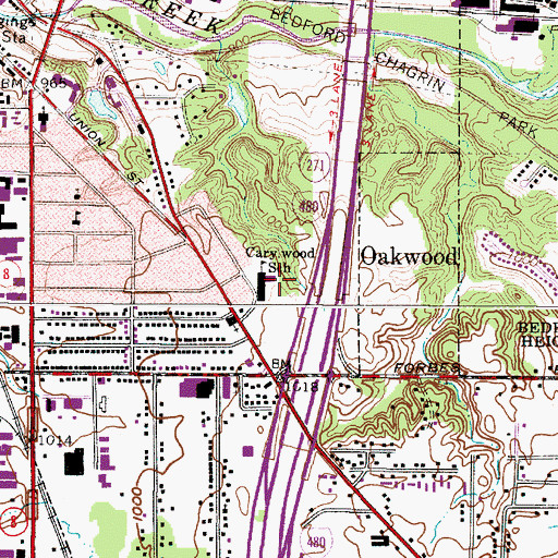 Topographic Map of Carylwood Elementary School, OH