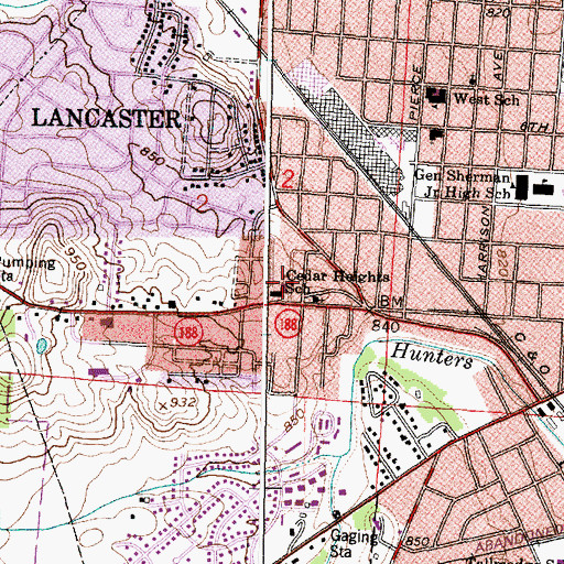 Topographic Map of Cedar Heights Elementary School, OH