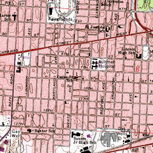 Topographic Map of Cedar Elementary School, OH