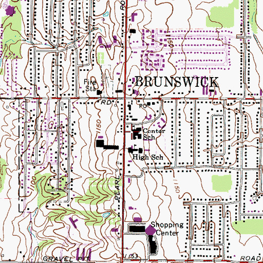 Topographic Map of Edwards Middle School, OH