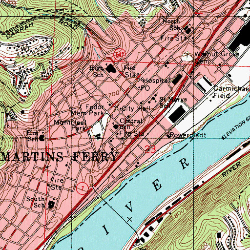 Topographic Map of Central-Zane Elementary School, OH