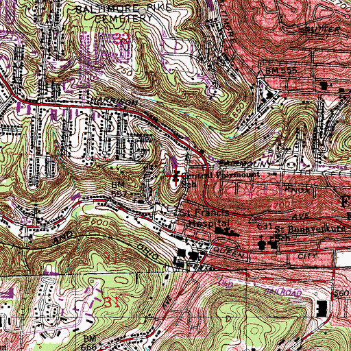 Topographic Map of Central Fairmount Elementary School, OH