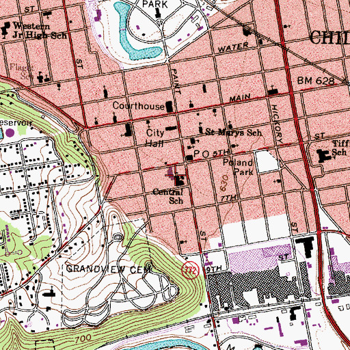 Topographic Map of Central Elementary School, OH
