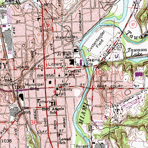 Topographic Map of Central Elementary School, OH