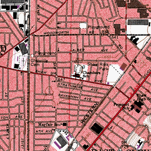 Topographic Map of Chambers Elementary School, OH