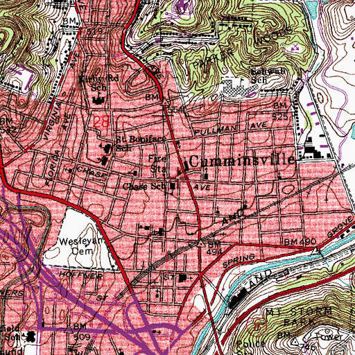 Topographic Map of Chase Elementary School, OH