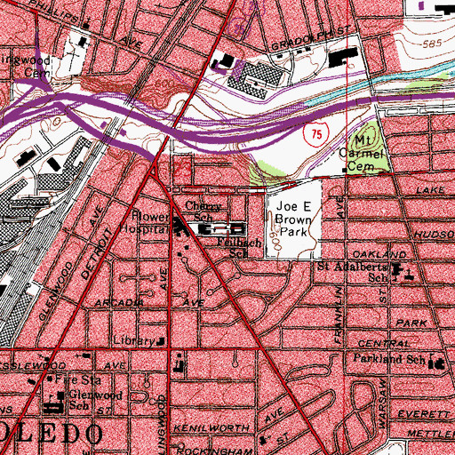 Topographic Map of Rosa Parks Elementary School, OH