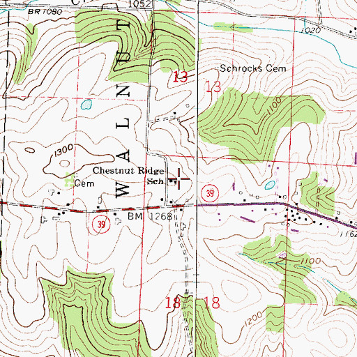 Topographic Map of Chestnut Ridge Elementary School, OH