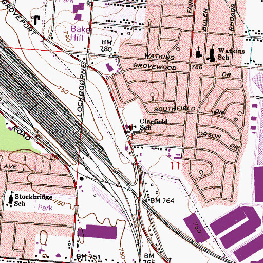 Topographic Map of Clarfield Elementary School, OH