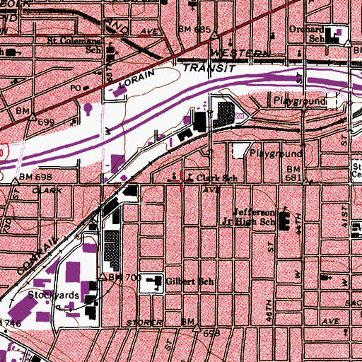 Topographic Map of Clark Elementary School, OH