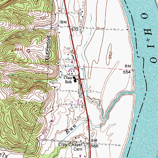 Topographic Map of Clay Elementary School, OH
