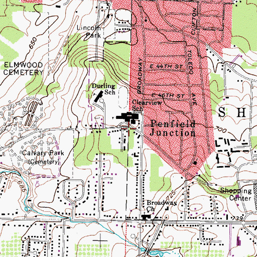 Topographic Map of Clearview High School, OH