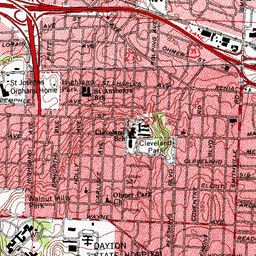 Topographic Map of Cleveland Elementary School, OH