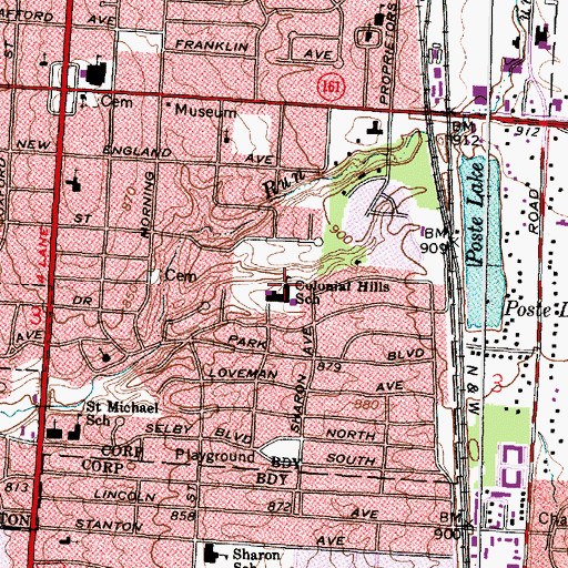 Topographic Map of Colonial Hills Elementary School, OH