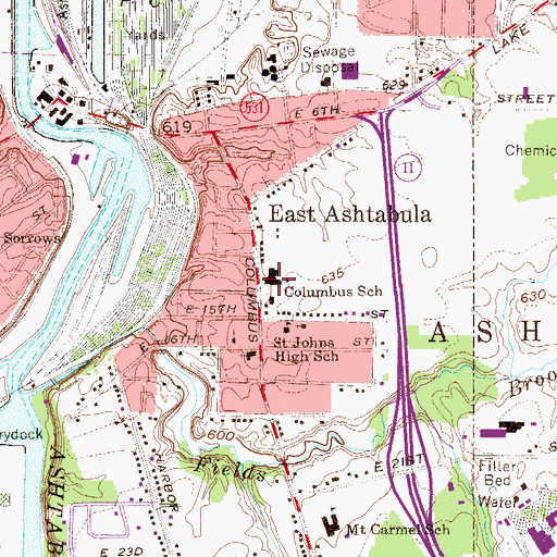 Topographic Map of Columbus Junior High School, OH