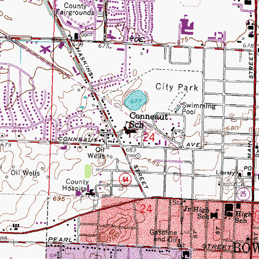 Topographic Map of Conneaut Elementary School, OH