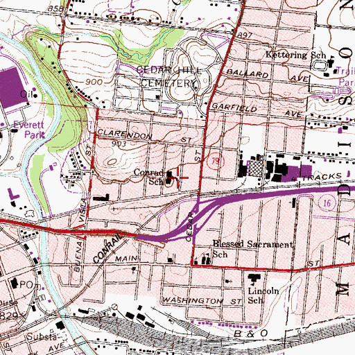 Topographic Map of Conrad Elementary School, OH