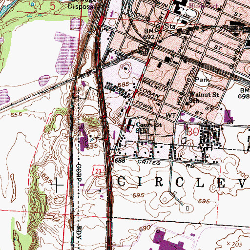 Topographic Map of Court Street Elementary School, OH