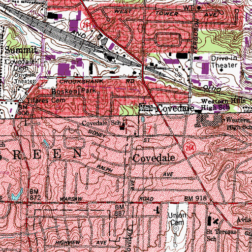 Topographic Map of Covedale Elementary School, OH