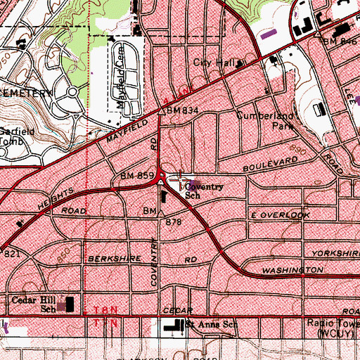 Topographic Map of Coventry Elementary School, OH