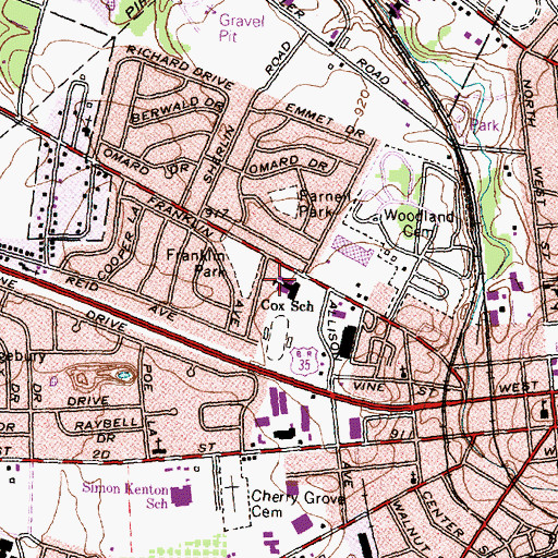 Topographic Map of Cox Elementary School, OH