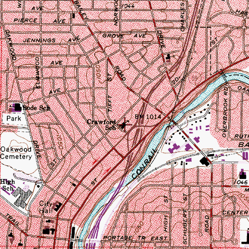 Topographic Map of Crawford Elementary School, OH