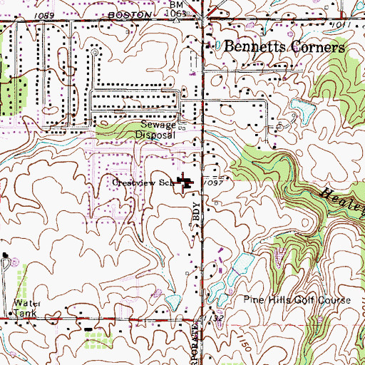 Topographic Map of Crestview Elementary School, OH