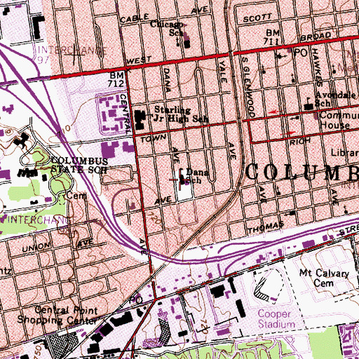 Topographic Map of Dana Avenue Elementary School, OH